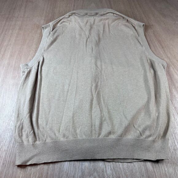 Paul Fredrick Silk Cotton Cashmere Zip Sweater Vest 3XL Tan Camel Knit Mens - Picture 2 of 6
